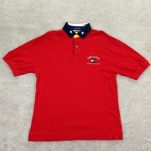 Vintage Tommy Hilfiger Polo Shirt Mens Large Red Cotton Short Sleeve USA